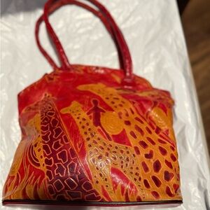 Red and Orange Giraffe Print Tote Bag